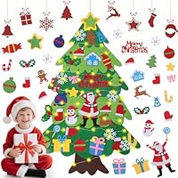 DazSpirit Children's Felt Christmas Tree – 3.28ft DIY Felt Xmas Tree Set for Kids & Toddlers, Wall Hanging Xmas Decorations with 32 Ornaments, Home Door & Window Christmas Decor Kit