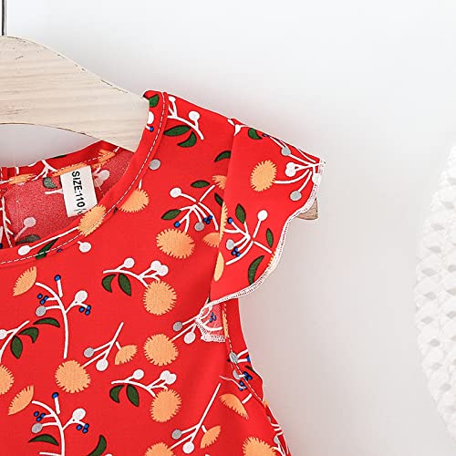 Image of Bold N Elegant Toddler Girls Summer Dress with Crochet Hat Set, Sleeveless Floral /Strawberry Print Tiered Sundress, Casual Beach Party Outfit for Baby Girls 1-6 Years