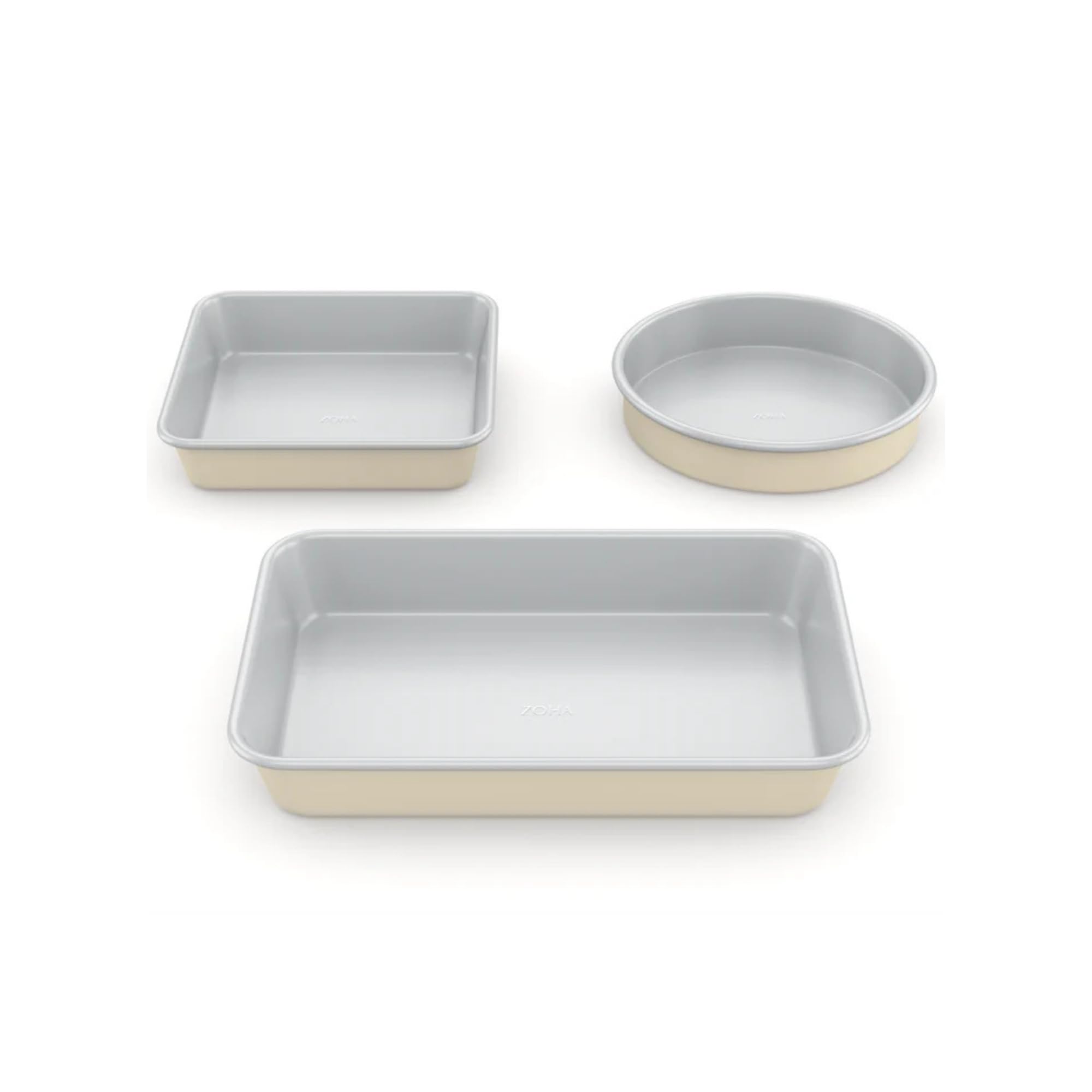 Zoha Backform Set Keramikbeschichtun - 3-teilig Backformen Set Aluminium, Kuchenformen Set rechteckig quadratisch rund - Antihaft Kuchenform Set bis 290°C, Cake Form spülmaschinenfest & PFAS-frei