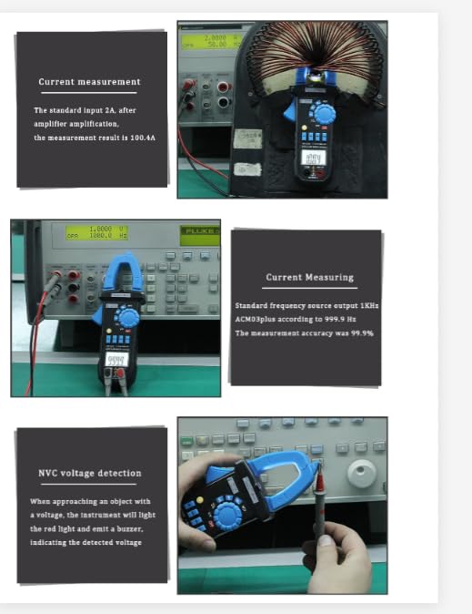 Digital Multimeter 400A ClampMeter ACM03PLUS Capacitance Frequency Tester Induction Voltage Alarm, blue black