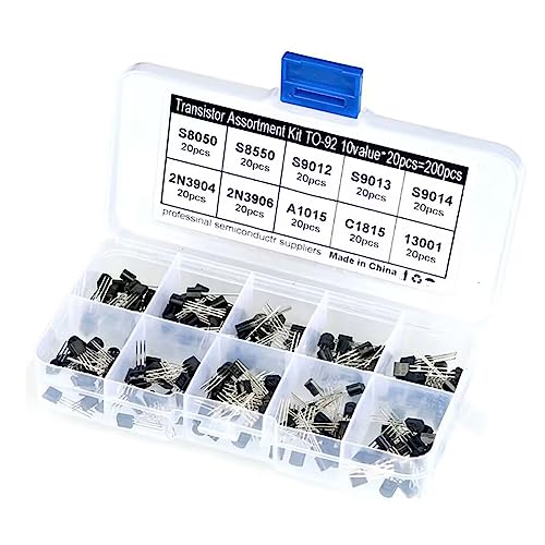 Transistores, Transistor de Tres Pines, PNP NPN Transistores de Potencia, Kit Surtido de Transistores de Uso General de 10 Tipos 10 Piezas Con Caja, Para Reparación de Equipos y Aparatos Eléctrico