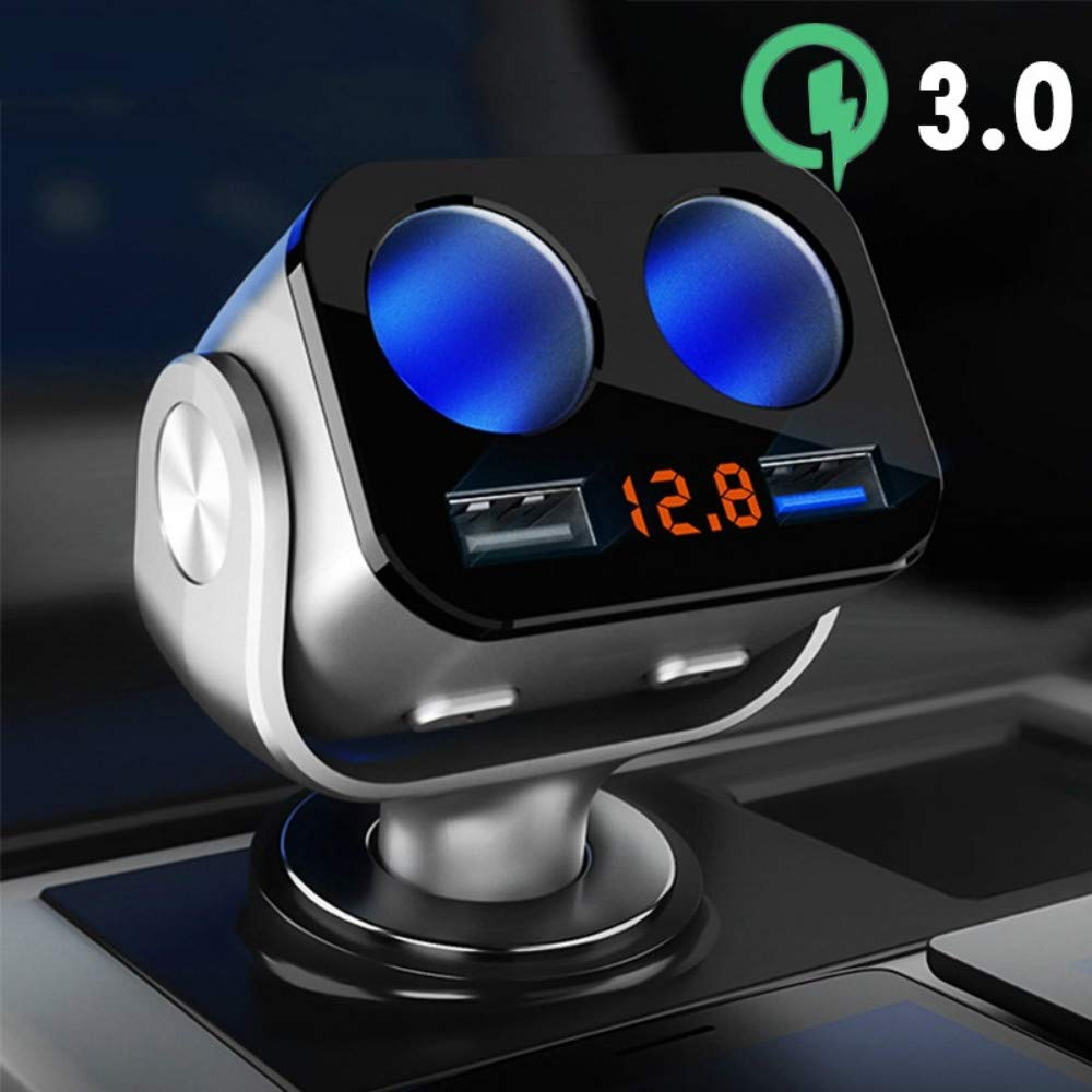 Amazon.co.jp: シガーソケット 2連車載充電器 電源ソケット USB QC3.0