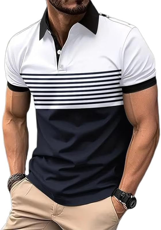 Casual Golf T-Shirts for Men - Mens Polo Shirts Short Sleeve Moisture Wicking Summer