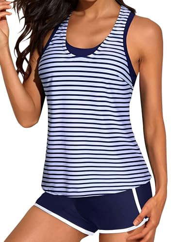Women's 3 Piece Tankini Swimsuits Sets Tank Top with Sports Bra and Boy Shorts