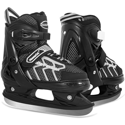 MammyGol Adjustable Ice Skating Shoes for Youth Kids, Boys and Girls, Gray Ice...
