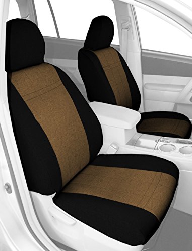 Center Buckets Seats, CalTrend Tweed Seat Covers for 2000-2002 Chevrolet Suburban 1500|Chevrolet Suburban 2500|GMC Yukon|GMC Yukon XL 1500|GMC Yukon XL 2500 Beige Beige Insert with Black Trim
