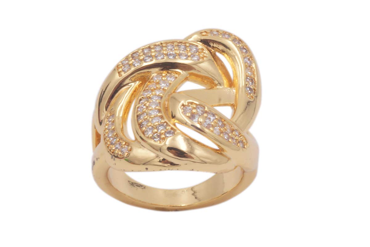 18K Gold Rings Braided Puzzle Rings Cubic Zirconia Casual Rings for Women or Girls -Size 9 US