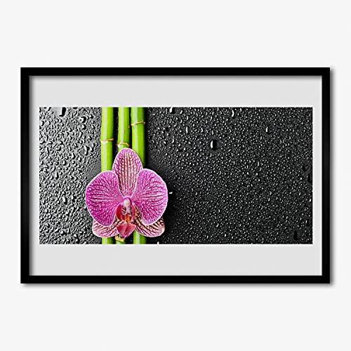 Cadre avec affiche salon et chambre Tulup 70x50 cm nature fleur de bambou pour mur élégant