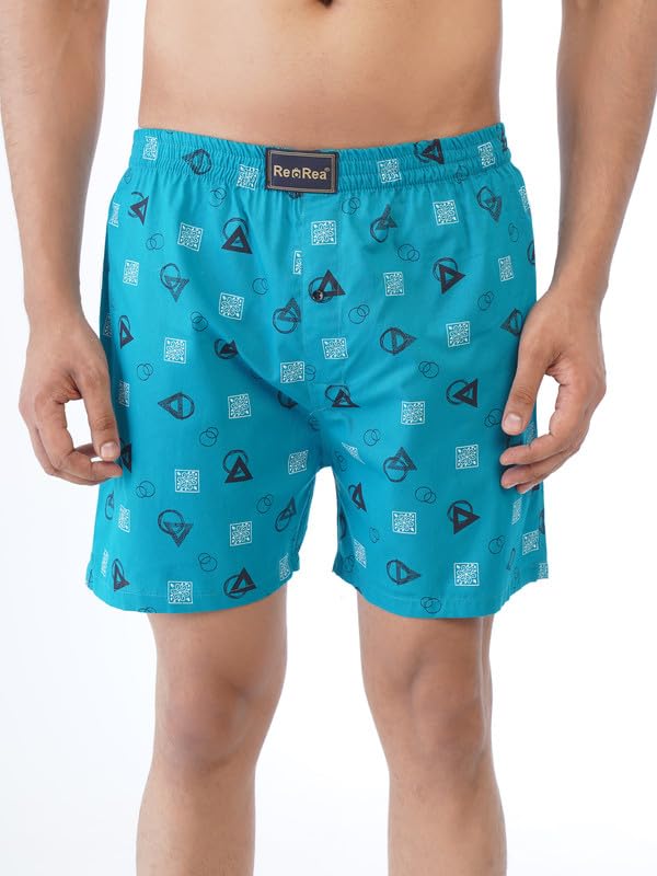 Image of Men's Printed Cotton Boxer Shorts - Soft Breathable Cotton Innerwear for Men, Regular Fit Boxer for Sleepwear, Lounge & Everyday Wear