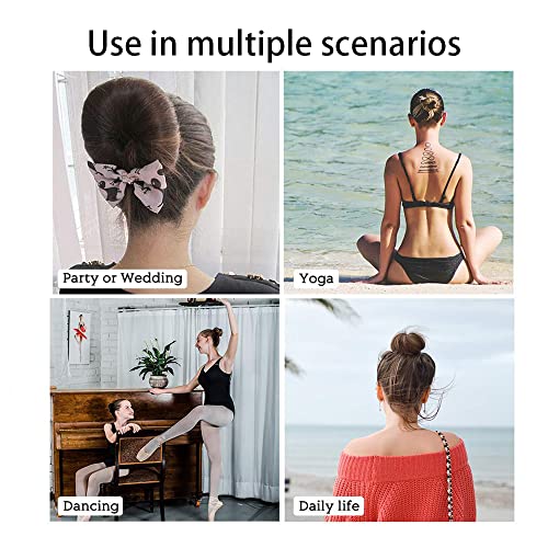 Foto von 3 Stück Donut Hair Bun Maker Set mit 2 elastischen Haarband, 10 U-Form Haarspange Haarnadel, Duttkissen, Dutt Maker für Kinder Mädchen Frauen (braun)