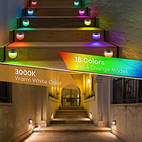 Junview Low Voltage Deck Lights 5W Fence ligts 12V-24 AC/DC Warm White RGBW Accent Stair Post Railing Step Lights Landscape Lighting for Outdoor Wall Fence Steps 6Pack with Connectors - Image 5