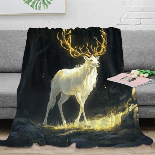 Plaid canapé chaud et léger en microfibre douce motif cerf - 3