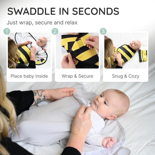 Image of Cuddle Club Swaddles for Newborns - Baby Swaddle Blanket for Boys & Girls - Adjustable Hook-and-Loop Cotton Wrap for Newborn 0-3 & 3-6 Months with hat
