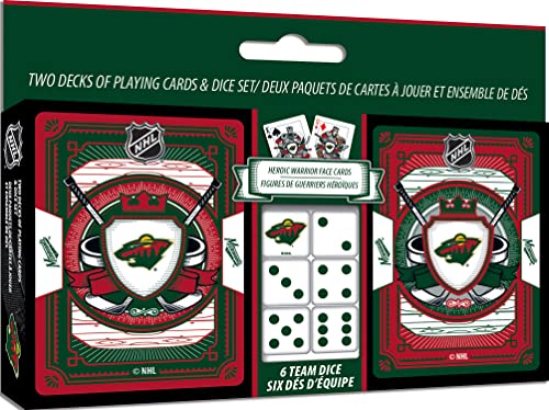 Set de 2 barajas de poker con dados Minnesota Wild