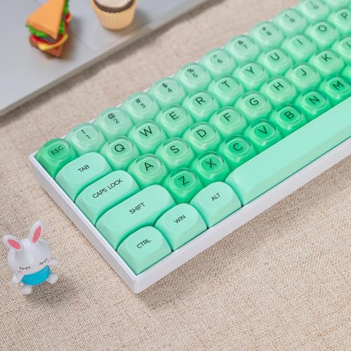 Image of PBT Jelly Keycaps, 132 Keys HOA Profile Keycaps, Green Key caps, Cute Custom Keycap for MX Switches Mechanical Keyboard