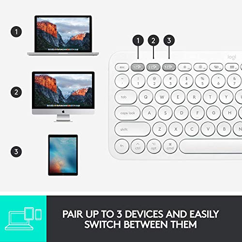 Logitech K380 Multi-Device Bluetooth Keyboard For Mac With Compact Slim Profile, Easy-Switch, 2 Year Battery, Macbook Pro/ Air/ Imac/ Ipad Compatible - Off White #TOP6