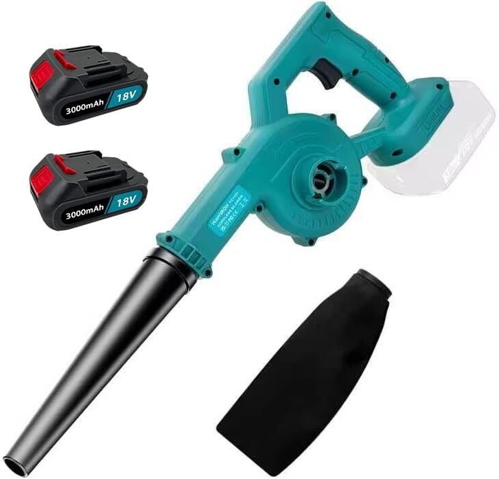 Leaf Blower and Vacuum,Cordless Leaf Blower Compatible with Makita 18V Battery, 21000RPM 2-in-1 Handle Electric with 2x3000Ah Battery for Cleaning Dust Small Trash Car Computer