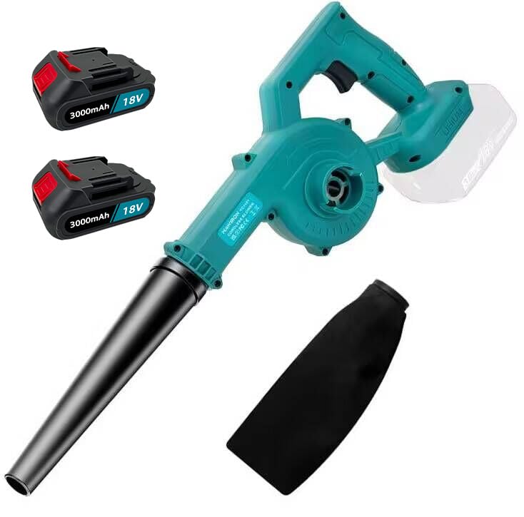 Leaf Blower and Vacuum,Cordless Leaf Blower Compatible with Makita 18V Battery, 21000RPM 2-in-1 Handle Electric with 2x3000Ah Battery for Cleaning Dust Small Trash Car Computer