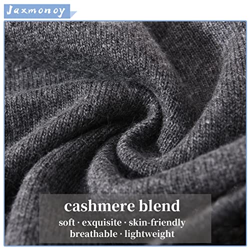 Jaxmonoy Wool Cashmere Slouchy Knit Beanies Winter Hats For Women Men Soft Warm Double Layer Reversible Slouch Cuffed Skull Beanie Cap - Dark Grey #TOP1