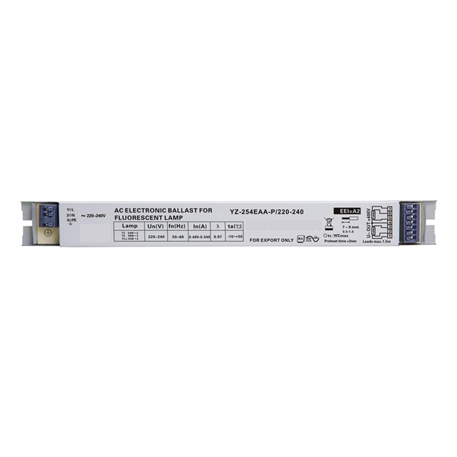 WBNFFUCYU Electronic Ballast YZ-254EAA 220-240V 2 * 54W T5 Ballasts for HO Tube Fluorescent Lamp 58W*2 T8 Rectifier