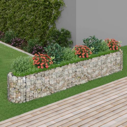 Arriate Gaviones Hierro Galvanizado 330x90x50 Cm, Jardinera Alta para Balcón Y Terraza, Macetero Rectangular Exterior Floreiras Exterior