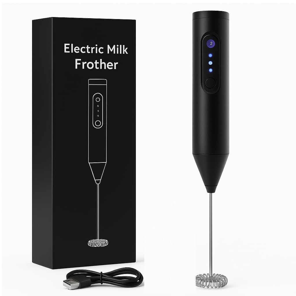 Electric Milk Frother Handheld Whisk Beater Foam Maker for Mocktails Coffee Latte Matcha Foamer Cappuccino Lemonade (New Electric)-image-37