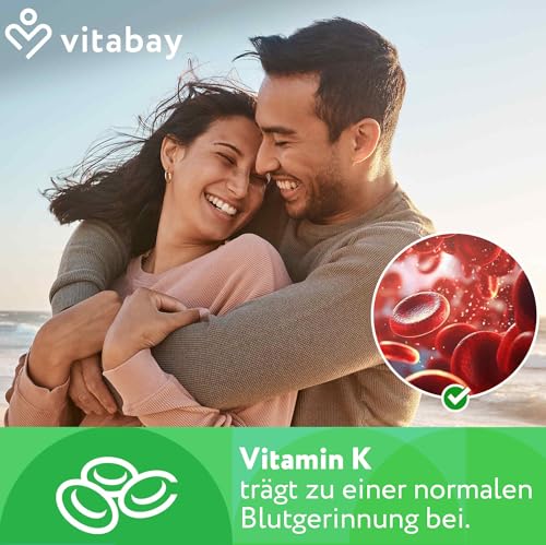 Vitabay Vitamin K2 Hochdosiert 200 µg (mcg) - 90 Vitamin K2 Tabletten Vegan & Laborgeprüft - MK-7 (Menachinon-7) aus natürlichen Zutaten in All-Trans Form - Hohe Bioverfügbarkeit – Bild 4