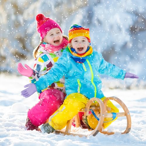 Image of ONESING Kids Knit Gloves - Stretchy Gloves for Boys Girls Winter, Solid Finger Gloves for Children