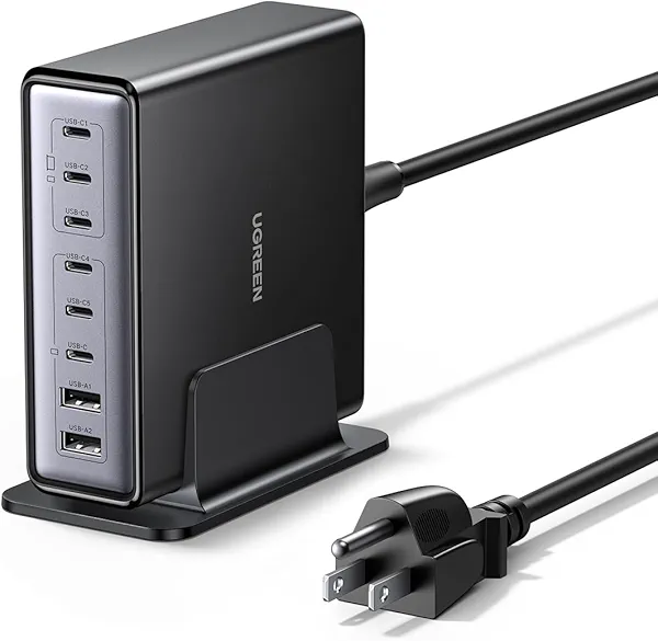 UGREEN Nexode 200W GaN USB C Charging Station, 8-Port Desktop Charger with PD 100W for MacBook Pro 16"/Air, Dell XPS, iPad Pro, iPhone 17/16/15, Galaxy S25/S24, Pixel 10/9