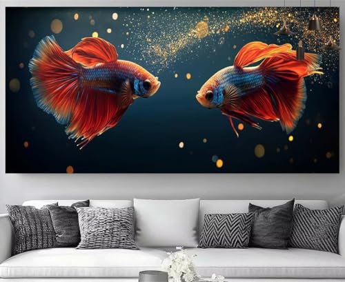 Kit complet broderie diamant poisson 30x90 cm : l'activité manuelle idéale pour adultes