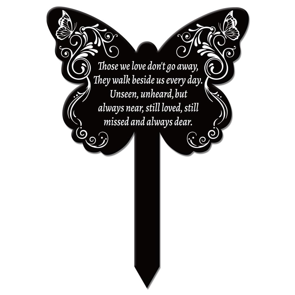 GLOBLELAND Butterfly Shaped Vine Memorial Garden Stake Memorial Remembrance Plaque Stakes for Cemetery Acrylic Waterproof Sympathy Grave Stake for Yard Grave Cemetery