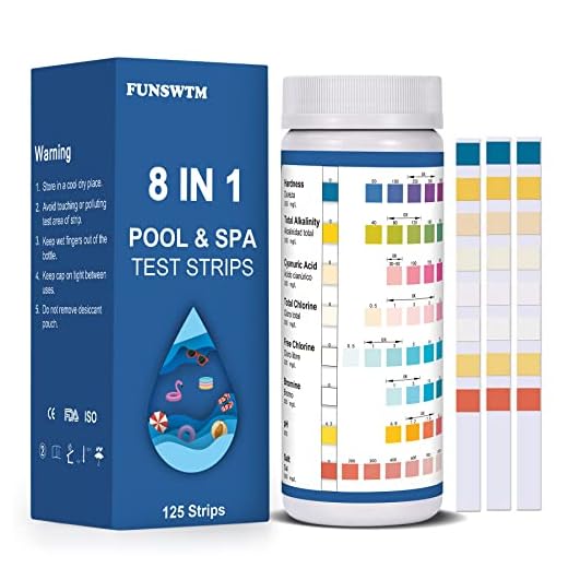 Pool Test Strips, 125ct 8 in 1 Pool and Spa Test Strips for Hot Tub, Swimming Pools and Salt Water Pools - Easy to Test pH, Chlorine, Alkalinity, Hardness, Cyanuric Acid, and Salt Testing Kit