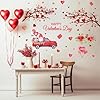 HPNIUB Large Removable Valentine Wall Stickers Valentine's Day Room Sticker with Heart Tree,Gnome Window Cling and Happy Valentine's Day Message,Red Truck and Love Heart Wall Decor for Office 90x60cm #2