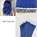Full Shine 18" Blue Color Tape in Premium Remy Human Hair Extensions 10 Pcs Per Set 25g Weight Straight Human Hair Tape Hair Extensions