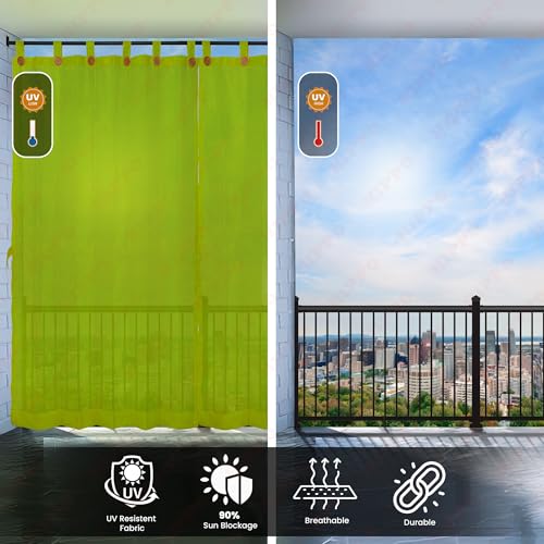 Image of HIPPO 180 GSM HDPE Outdoor Loop Curtain for Balcony & Patio Sun Blocking, UV Protection & Light-Filtering Curtains(Lime-Grass- 3FTX9FT) Pack of 1