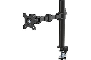 Amazon Basics Single Monitor Arm: Vertical Desk Mount for Ergonomic Workstation