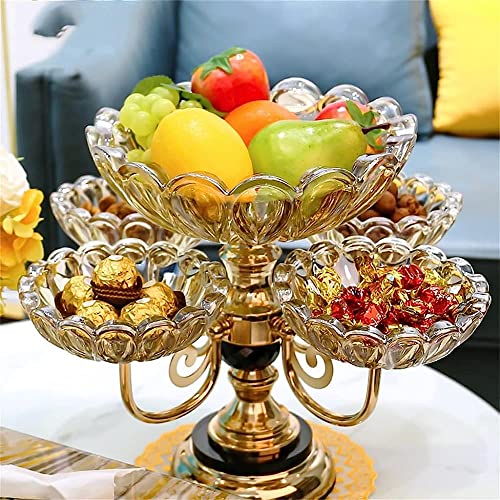 Plato de frutas multicapa, elegante plato de cristal para aperitivos y dulces para decoración del hogar y entretenimiento