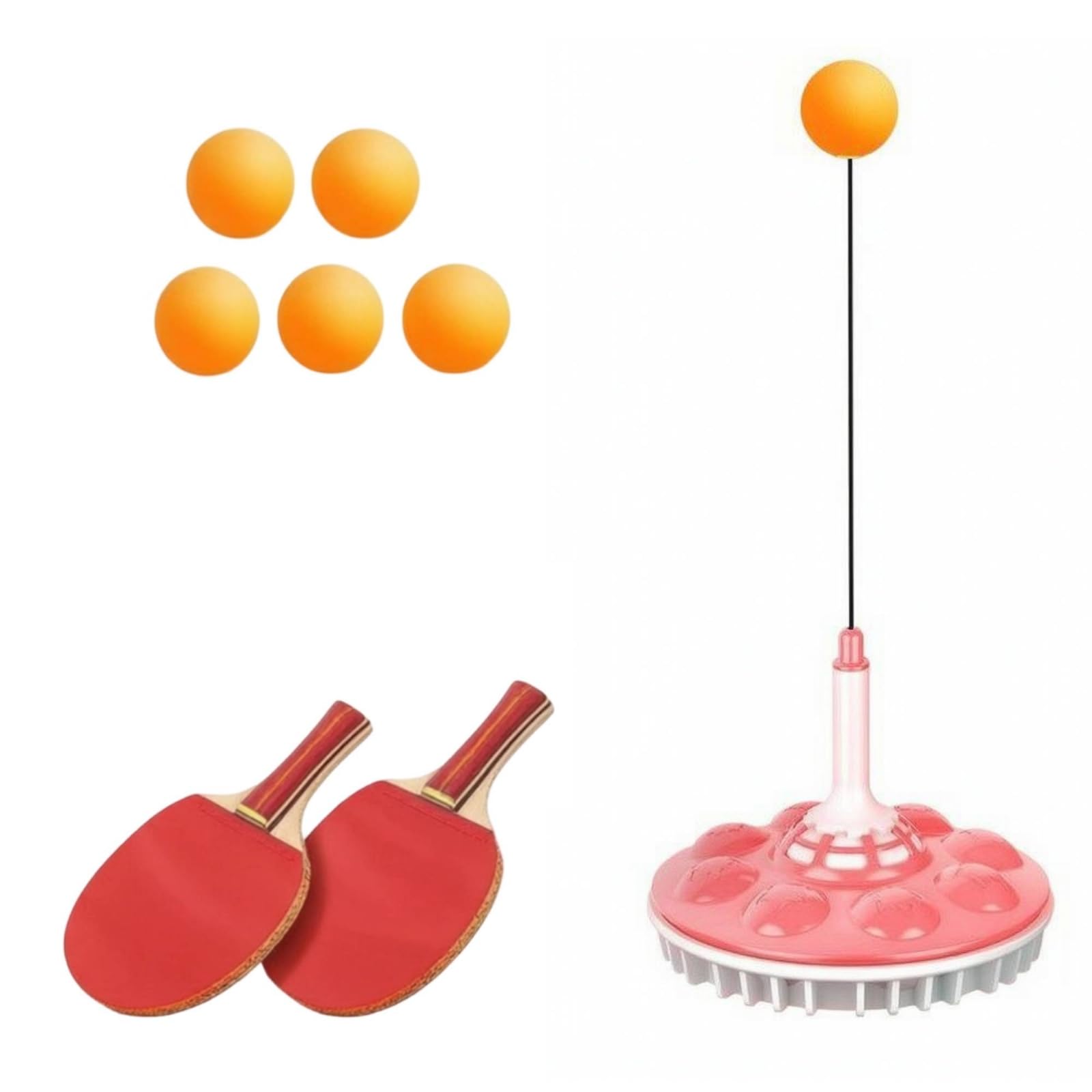 Raqueta Entrenamiento Pong con Base Circular y Muelle Flexible para r sin Mesa en Casa Incluye Pelotas y Eje Repuesto Acuada para Ejercicios