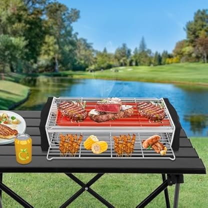 KiwiHood Elektrischer Tischgrill 2200W Elektrogrill Kompakter Tischkochgrill mit intelligenter Temperaturkontrolle für Fleisch, Gemüse und Meeresfrüchte, für Innen- und Außenbereich – Bild 3