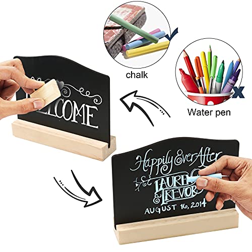 DONQL 6Pack Mini Chalkboard Signs, Kitchen Notes Chalk Boards with Stands 10x7.2cm Small Blackboard Message Tabletop Board for Message Signs Place Cards Table Numbers Shop Buffet Cafe Party