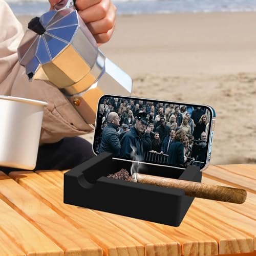 Cendrier extérieur silicone avec support téléphone intégré pour pause cigarette - 3