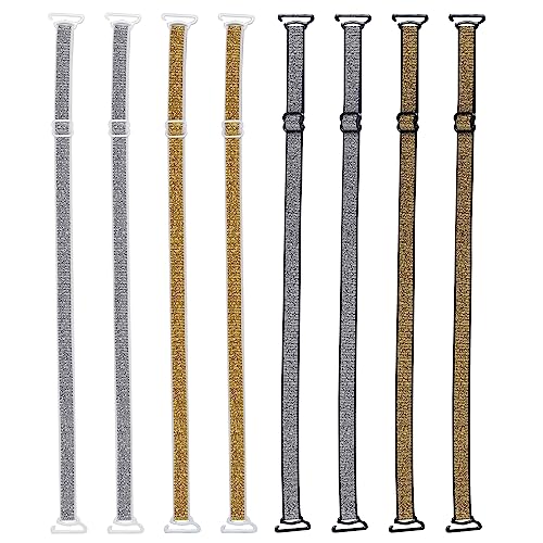 Obmwang 4 Pairs Women'S Bra Straps Glitter Elastic Adjustable Underwear Strap Replacement Shoulder cover