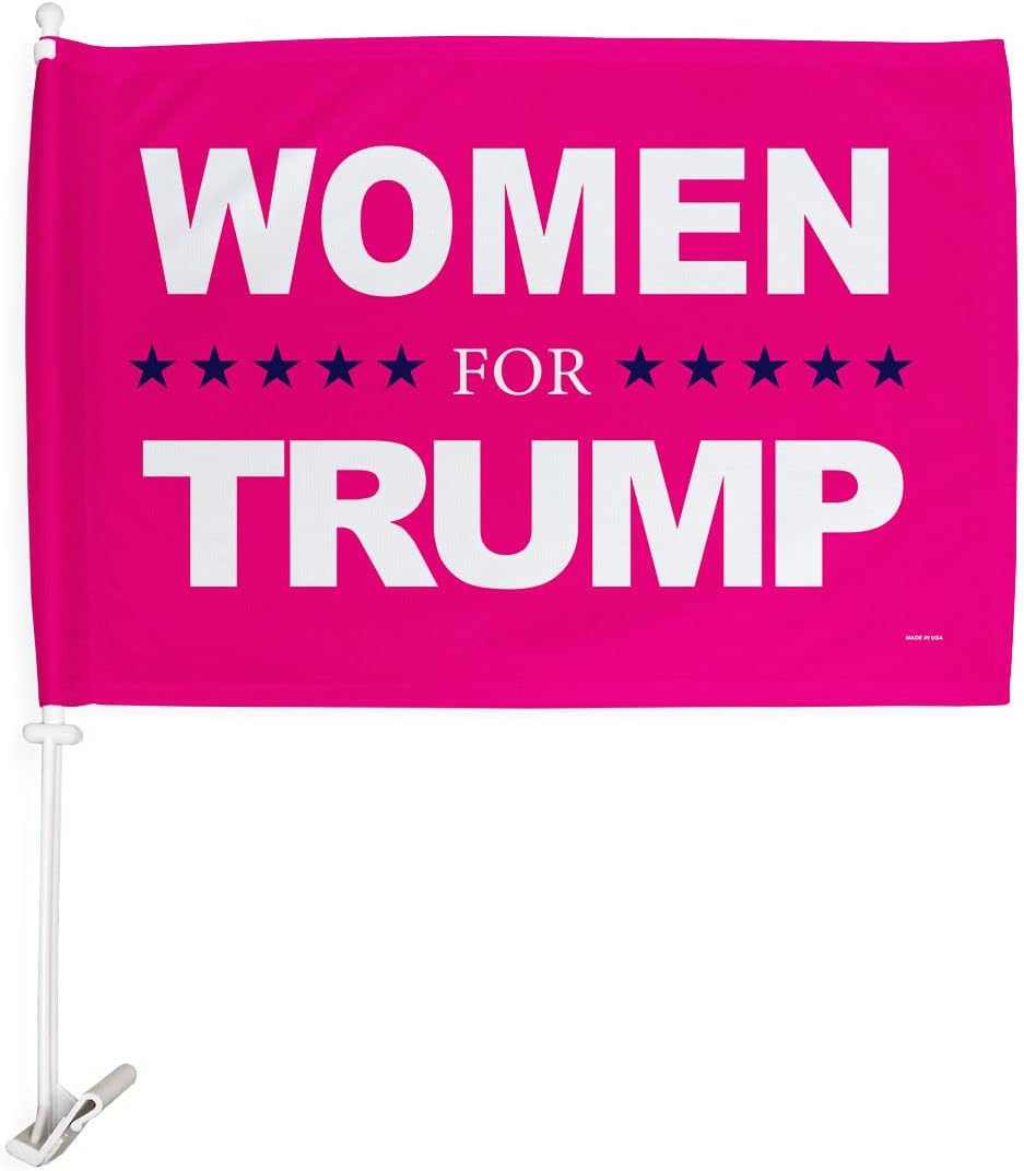 Women For Trump American Flags Pack Vehicle Auto Decorations For Window Decor Mount Bracket Small Pro-Trump 2024 MAGA Bandera Para Carros Outdoor Pole Accessories Mothers Day Gifts Made In USA
