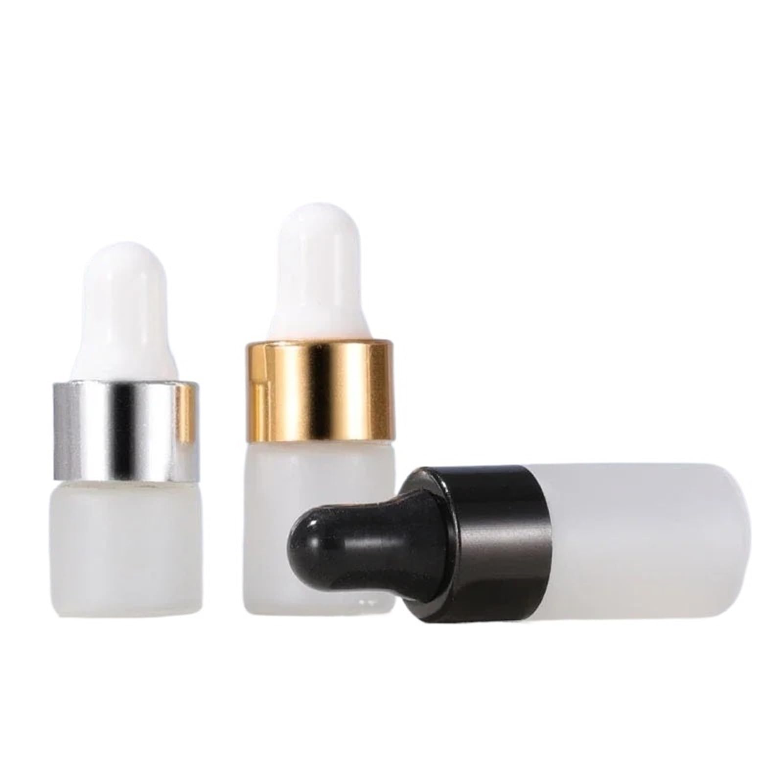 Pipettenflasche 1–5 ml Tropfflasche, klein, feines Öl, klares Milchglas, Probenessenz, separate leere Flaschen for ätherische Öle(Black,100pcs,1ml)