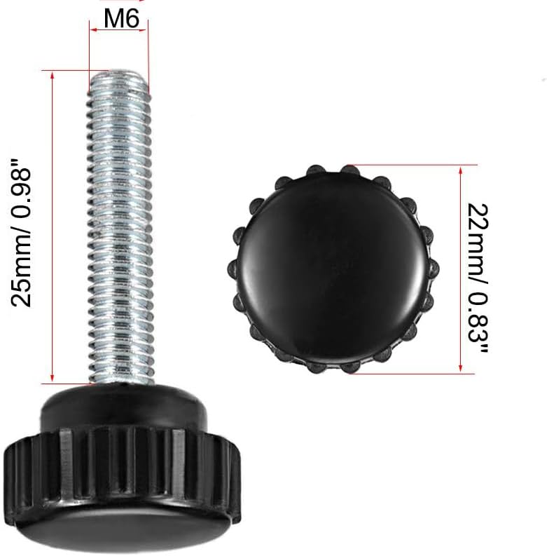 MACHSWON Knurled Clamping Knobs Saw Drill Press Lathe and Routing Jigs Packaging Machinery Printing Equipment Hand Clamping Handle Bolt Hand Knob Screw Replacement Parts M6 x 25mm 5pcs - Image 2