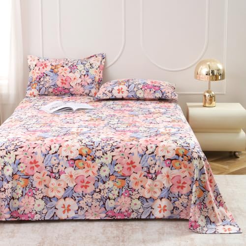 Image of Dew Cotton Bedsheet for Double Bed 160 TC 250 x 225 CM, Pink | Soft Lightweight Microfiber Bedsheet with 2 Pillow Covers, King Size 250 x 225 cm, Wrinkle Resistant & Easy Care Bedding