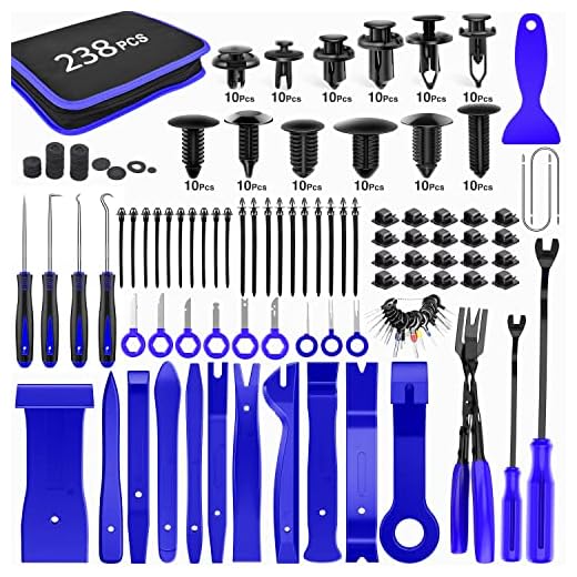 GOOACC 238Pcs Trim Removal Tool, Auto Push Pin Bumper Retainer Clip Set Fastener Terminal Remover Tool Adhesive Cable Clips Pry Kit Car Panel Radio Removal Auto Clip Pliers (GRC-207)