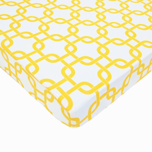 Image of American Baby Company 100% Natural Cotton Percale Fitted Portable/Mini Crib Sheet, Golden Yellow Twill Gotcha, Soft Breathable, for Boys and Girls