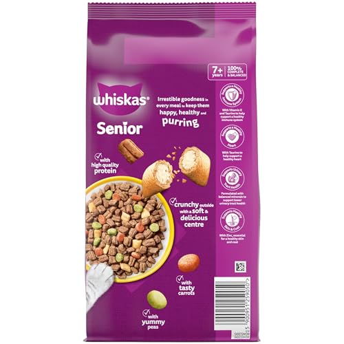 WHISKAS Senior Dry Cat Food 1.9kg with Chicken (Pack of 4) - Image 4