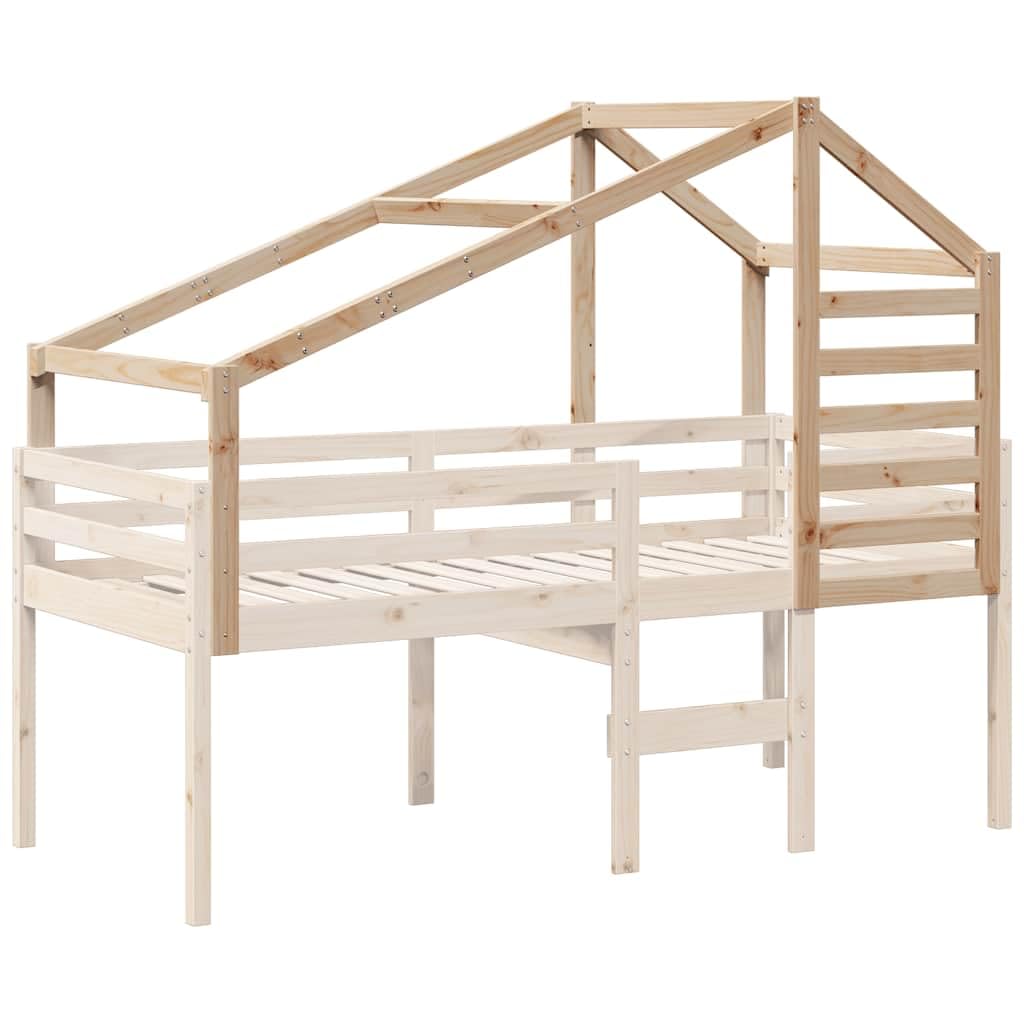Techo para cuna de madera de pino maciza, 198 x 97 x 113 cm, marco de techo abierto como marco de cama, accesorios para retiro y juego en la habitación de los niños menores de 6 años